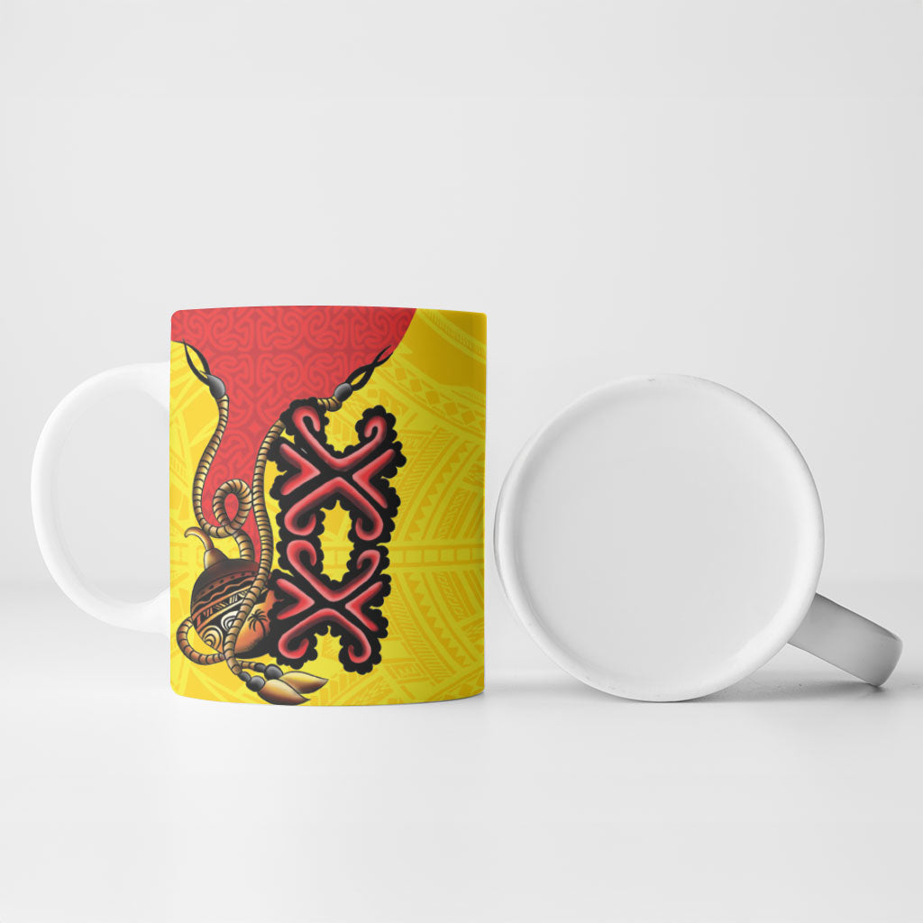 Personalised Papua New Guinea Oro Necklace Ceramic Mug Gold Melanesia Traditional Pattern LT9 - Polynesian Pride