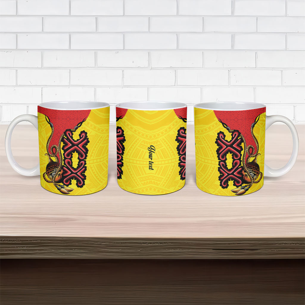 Personalised Papua New Guinea Oro Necklace Ceramic Mug Gold Melanesia Traditional Pattern LT9 - Polynesian Pride