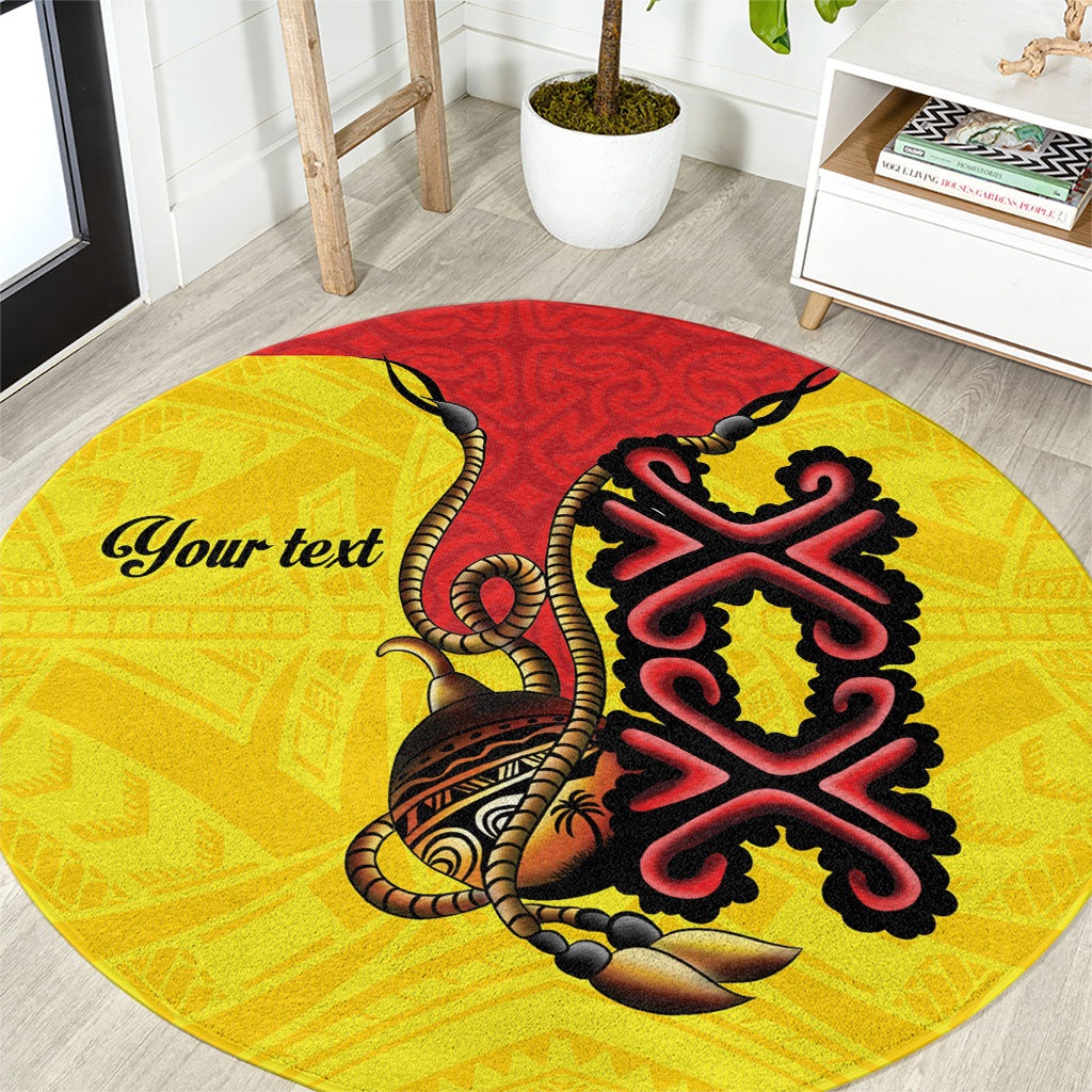 Personalised Papua New Guinea Oro Necklace Round Carpet Gold Melanesia Traditional Pattern LT9 Gold - Polynesian Pride