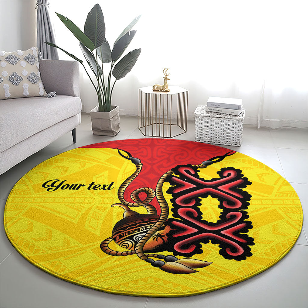 Personalised Papua New Guinea Oro Necklace Round Carpet Gold Melanesia Traditional Pattern LT9 - Polynesian Pride