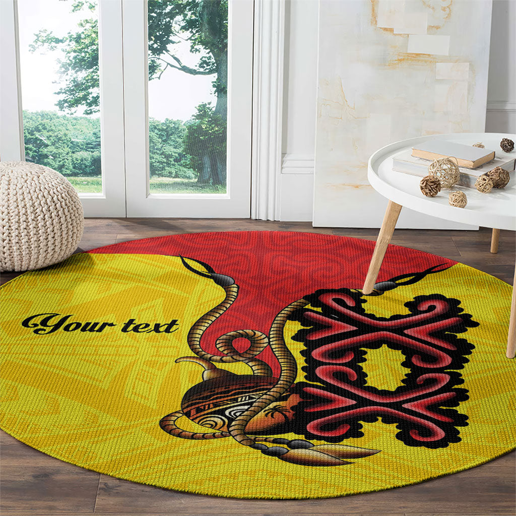 Personalised Papua New Guinea Oro Necklace Round Carpet Gold Melanesia Traditional Pattern LT9 - Polynesian Pride
