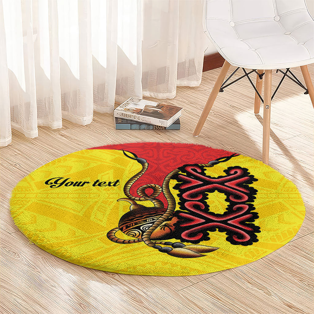 Personalised Papua New Guinea Oro Necklace Round Carpet Gold Melanesia Traditional Pattern LT9 - Polynesian Pride