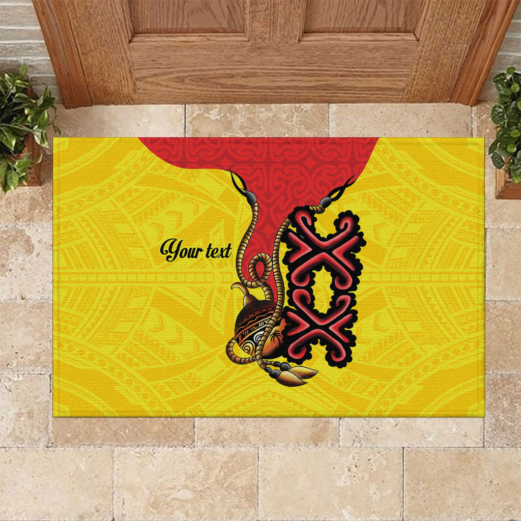 Personalised Papua New Guinea Oro Necklace Rubber Doormat Gold Melanesia Traditional Pattern LT9 Gold - Polynesian Pride