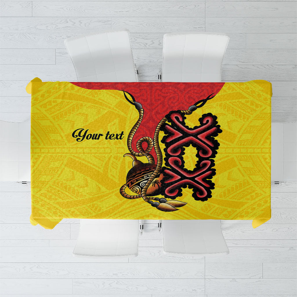 Personalised Papua New Guinea Oro Necklace Tablecloth Gold Melanesia Traditional Pattern LT9 Gold - Polynesian Pride