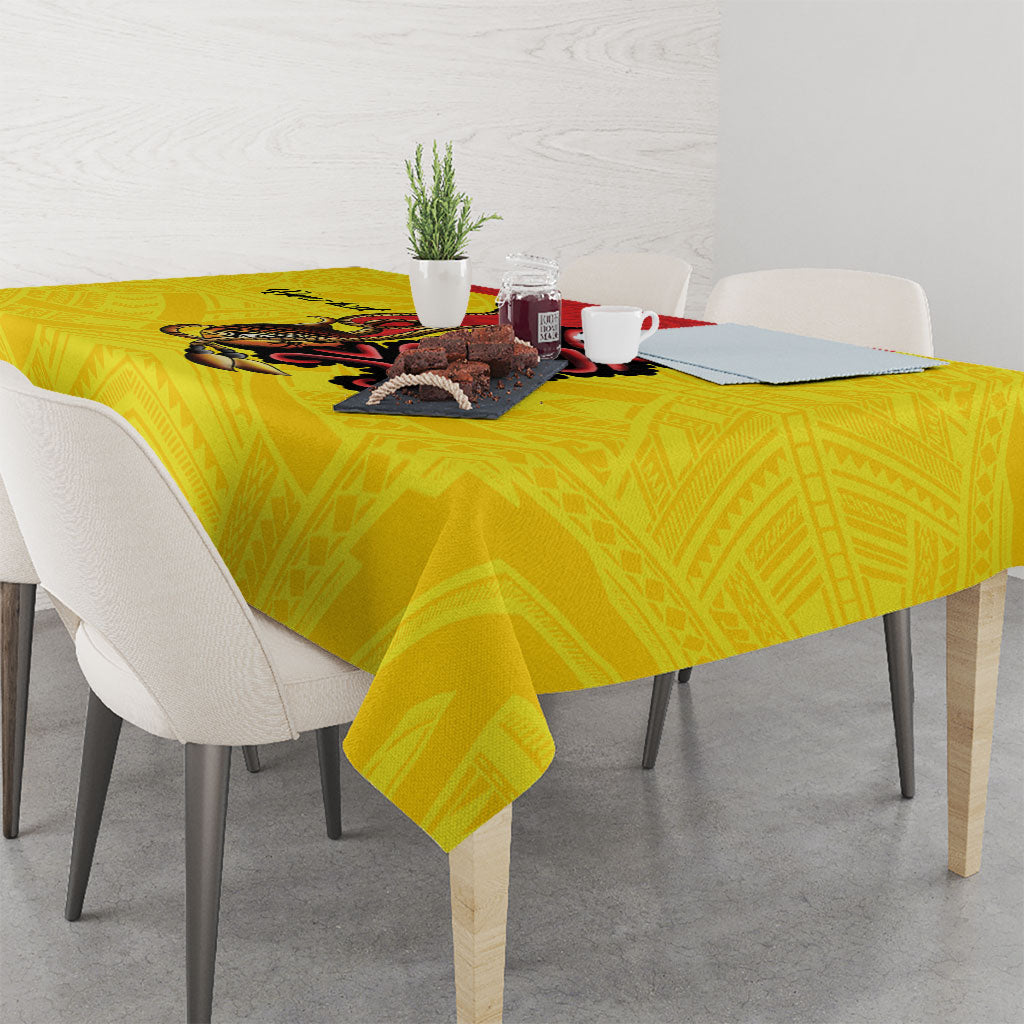 Personalised Papua New Guinea Oro Necklace Tablecloth Gold Melanesia Traditional Pattern LT9 - Polynesian Pride