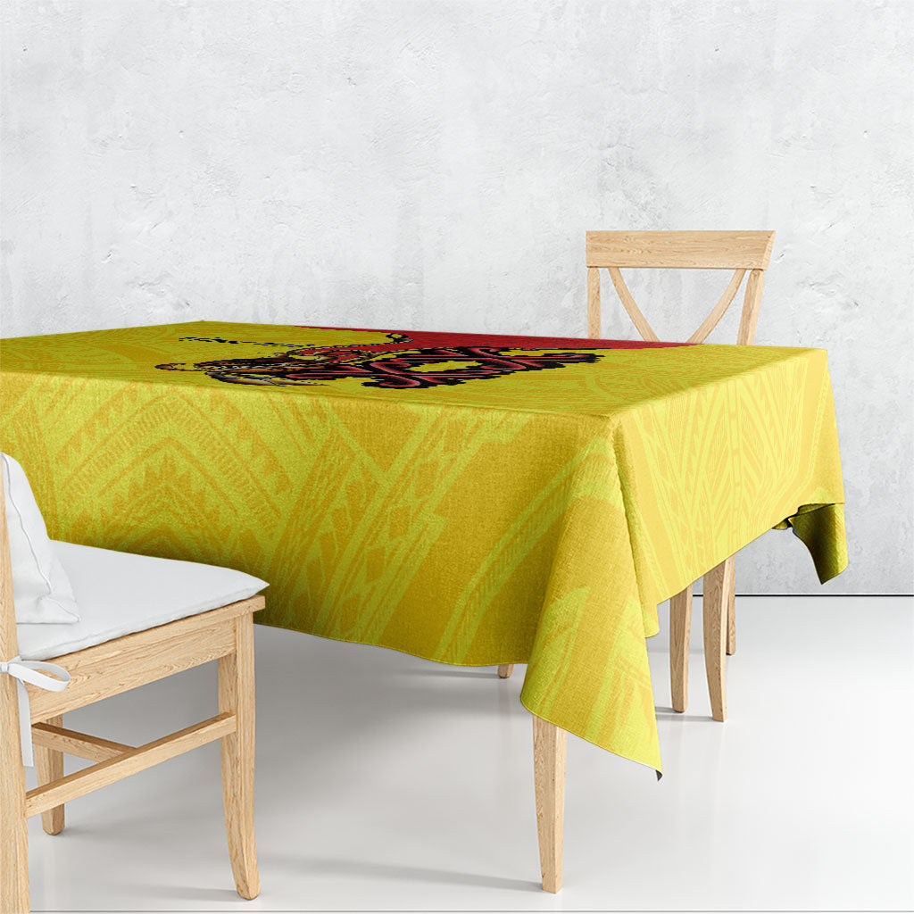 Personalised Papua New Guinea Oro Necklace Tablecloth Gold Melanesia Traditional Pattern LT9 - Polynesian Pride