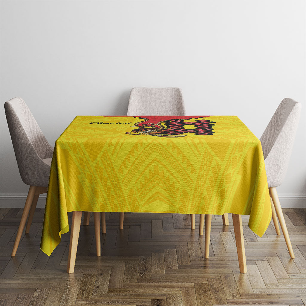 Personalised Papua New Guinea Oro Necklace Tablecloth Gold Melanesia Traditional Pattern LT9 - Polynesian Pride