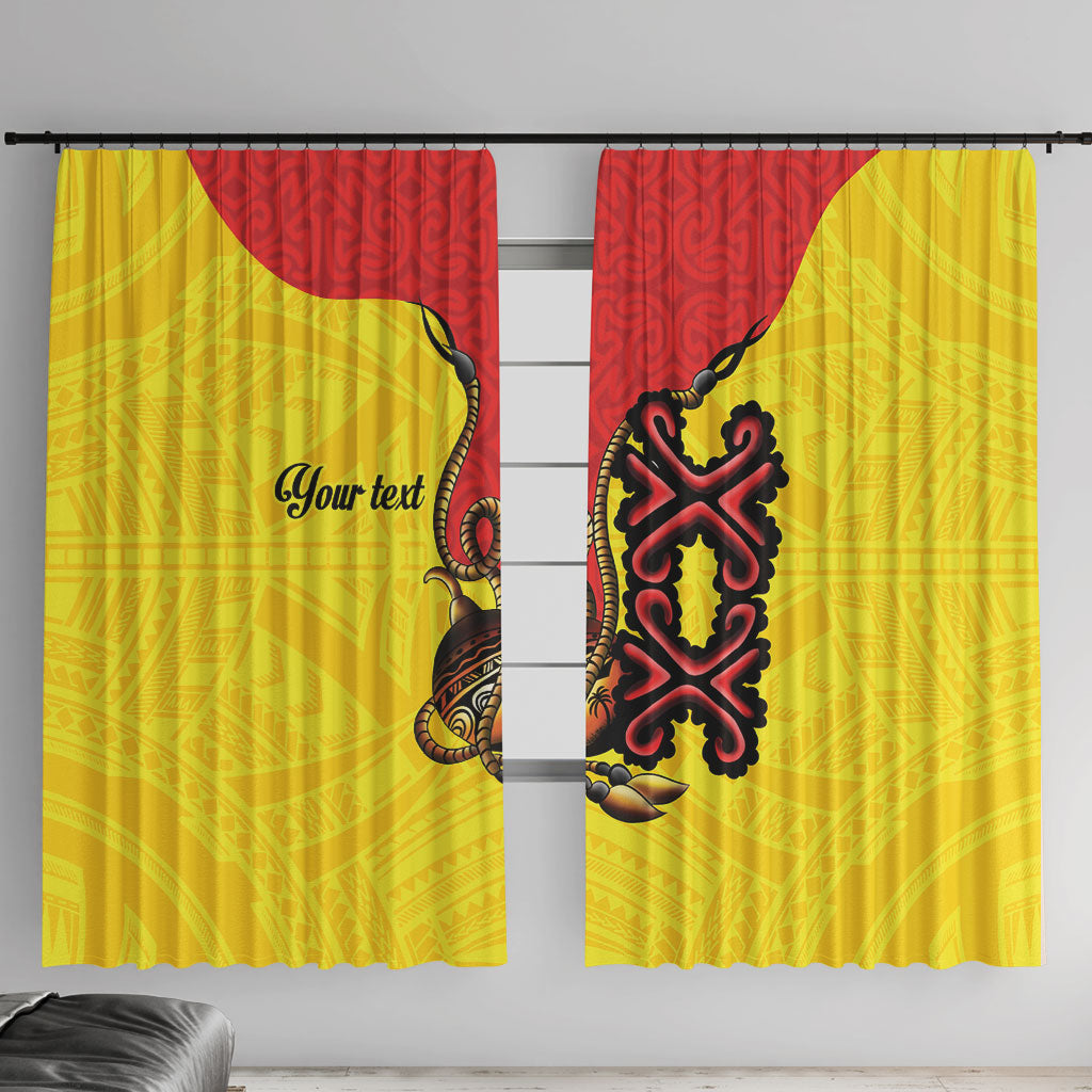 Personalised Papua New Guinea Oro Necklace Window Curtain Gold Melanesia Traditional Pattern LT9 With Hooks Gold - Polynesian Pride