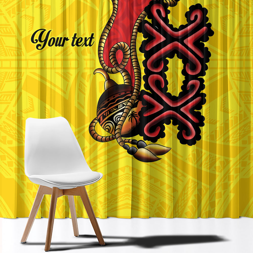 Personalised Papua New Guinea Oro Necklace Window Curtain Gold Melanesia Traditional Pattern LT9 - Polynesian Pride