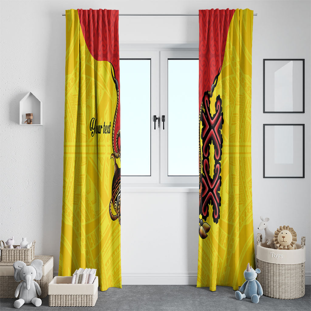 Personalised Papua New Guinea Oro Necklace Window Curtain Gold Melanesia Traditional Pattern LT9 - Polynesian Pride