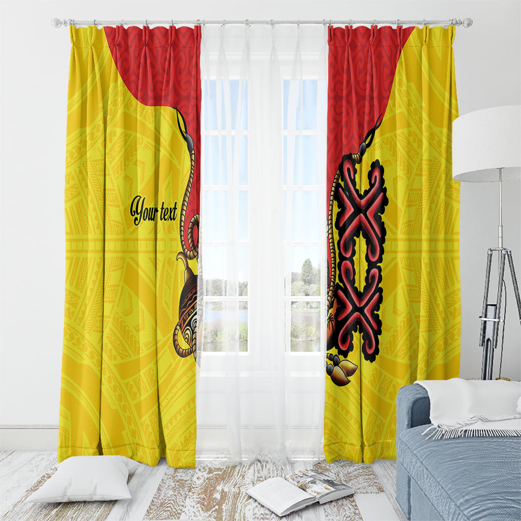 Personalised Papua New Guinea Oro Necklace Window Curtain Gold Melanesia Traditional Pattern LT9 - Polynesian Pride