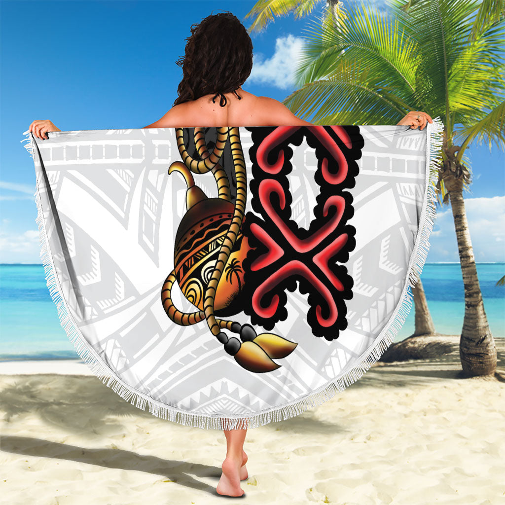 Personalised Papua New Guinea Oro Necklace Beach Blanket Black Melanesia Traditional Pattern LT9 - Polynesian Pride
