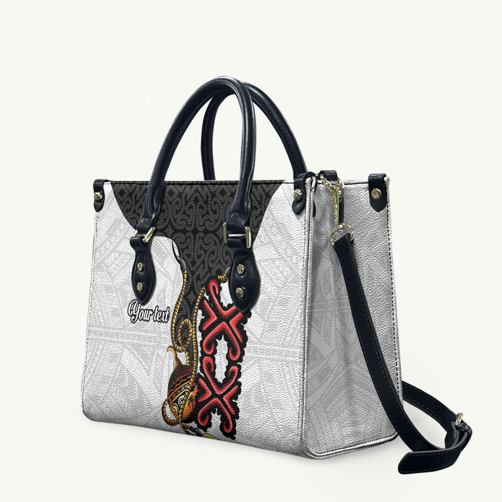 Personalised Papua New Guinea Oro Necklace Leather Bag Black Melanesia Traditional Pattern LT9 Black - Polynesian Pride