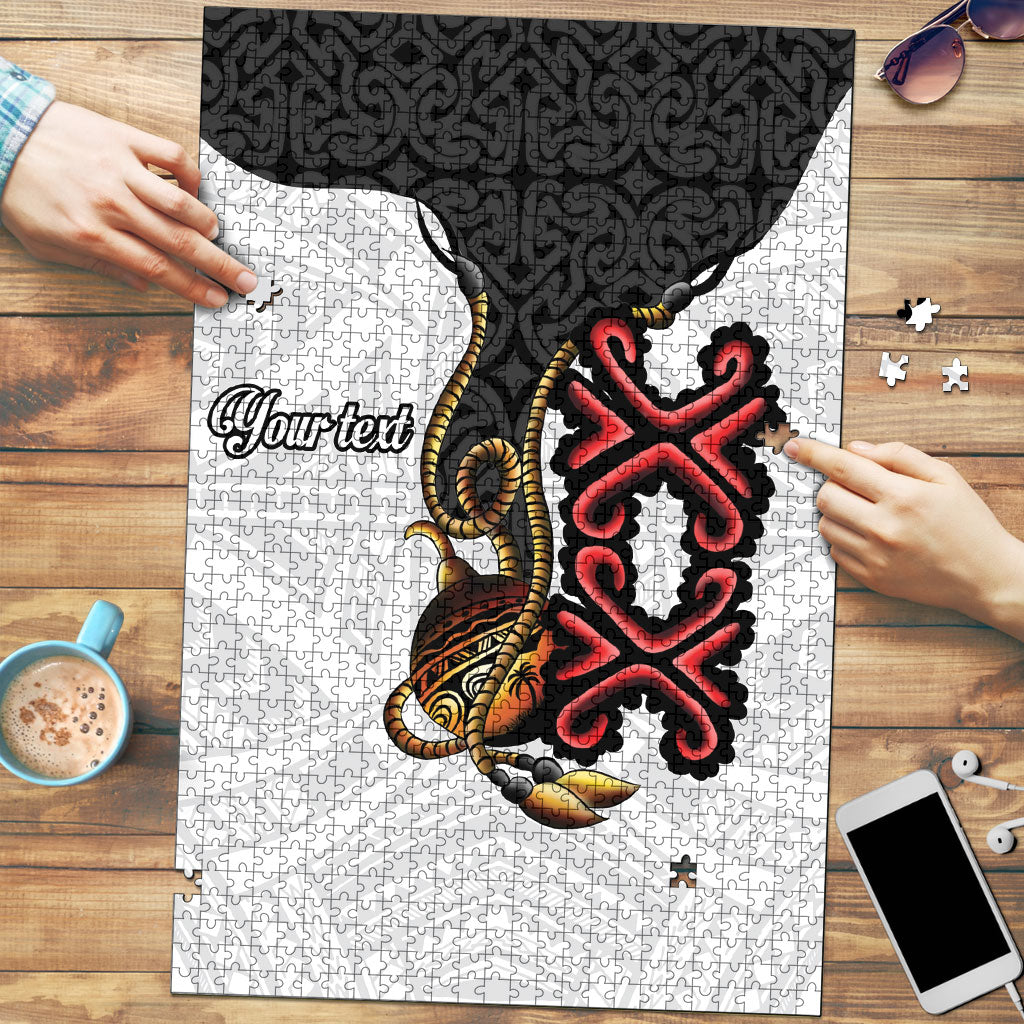 Personalised Papua New Guinea Oro Necklace Puzzle Black Melanesia Traditional Pattern LT9 Black - Polynesian Pride