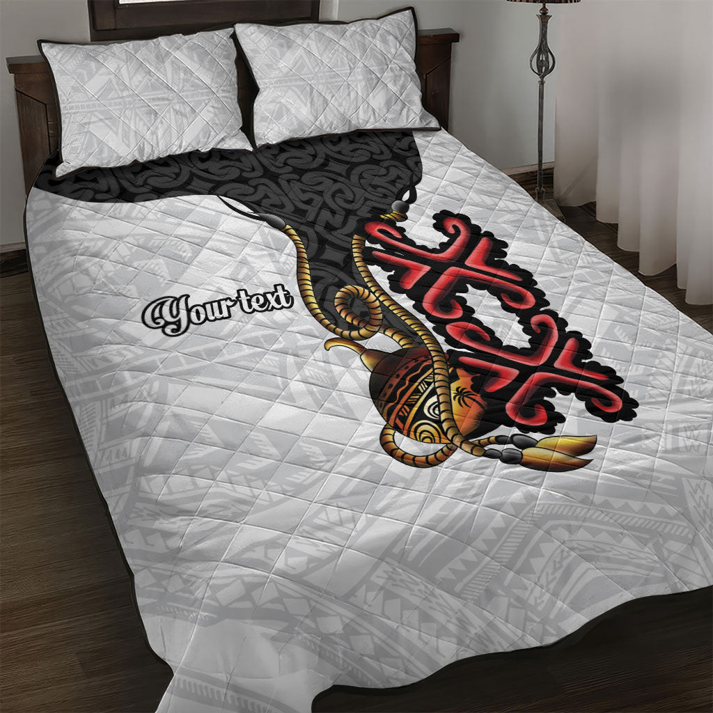 Personalised Papua New Guinea Oro Necklace Quilt Bed Set Black Melanesia Traditional Pattern LT9 Black - Polynesian Pride