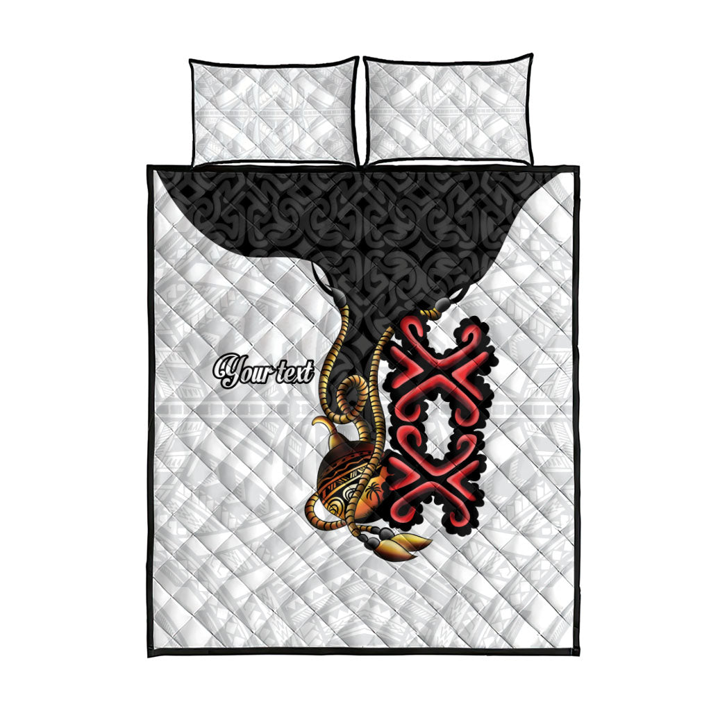 Personalised Papua New Guinea Oro Necklace Quilt Bed Set Black Melanesia Traditional Pattern LT9 - Polynesian Pride