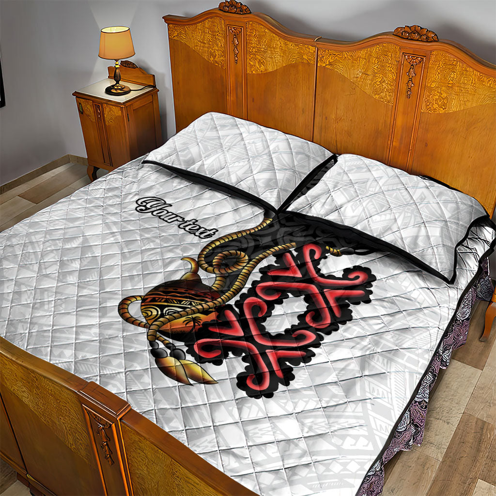 Personalised Papua New Guinea Oro Necklace Quilt Bed Set Black Melanesia Traditional Pattern LT9 - Polynesian Pride