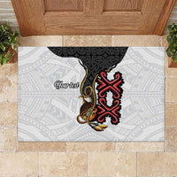 Personalised Papua New Guinea Oro Necklace Rubber Doormat Black Melanesia Traditional Pattern LT9 Black - Polynesian Pride