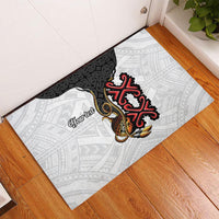Personalised Papua New Guinea Oro Necklace Rubber Doormat Black Melanesia Traditional Pattern LT9 - Polynesian Pride