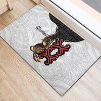 Personalised Papua New Guinea Oro Necklace Rubber Doormat Black Melanesia Traditional Pattern LT9 - Polynesian Pride