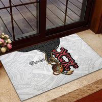 Personalised Papua New Guinea Oro Necklace Rubber Doormat Black Melanesia Traditional Pattern LT9 - Polynesian Pride