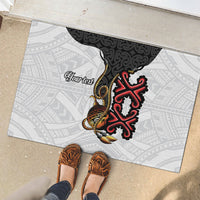 Personalised Papua New Guinea Oro Necklace Rubber Doormat Black Melanesia Traditional Pattern LT9 - Polynesian Pride