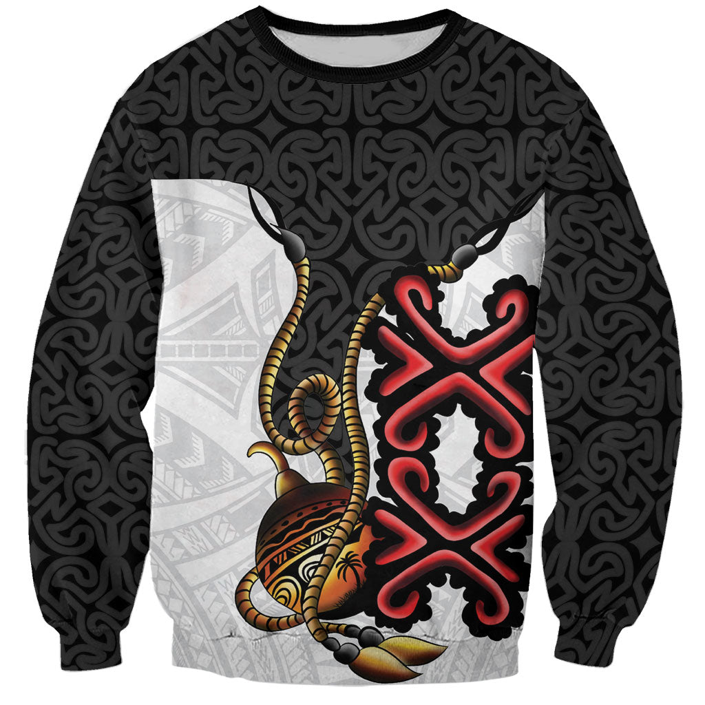 Personalised Papua New Guinea Oro Necklace Sweatshirt Black Melanesia Traditional Pattern LT9 Unisex Black - Polynesian Pride