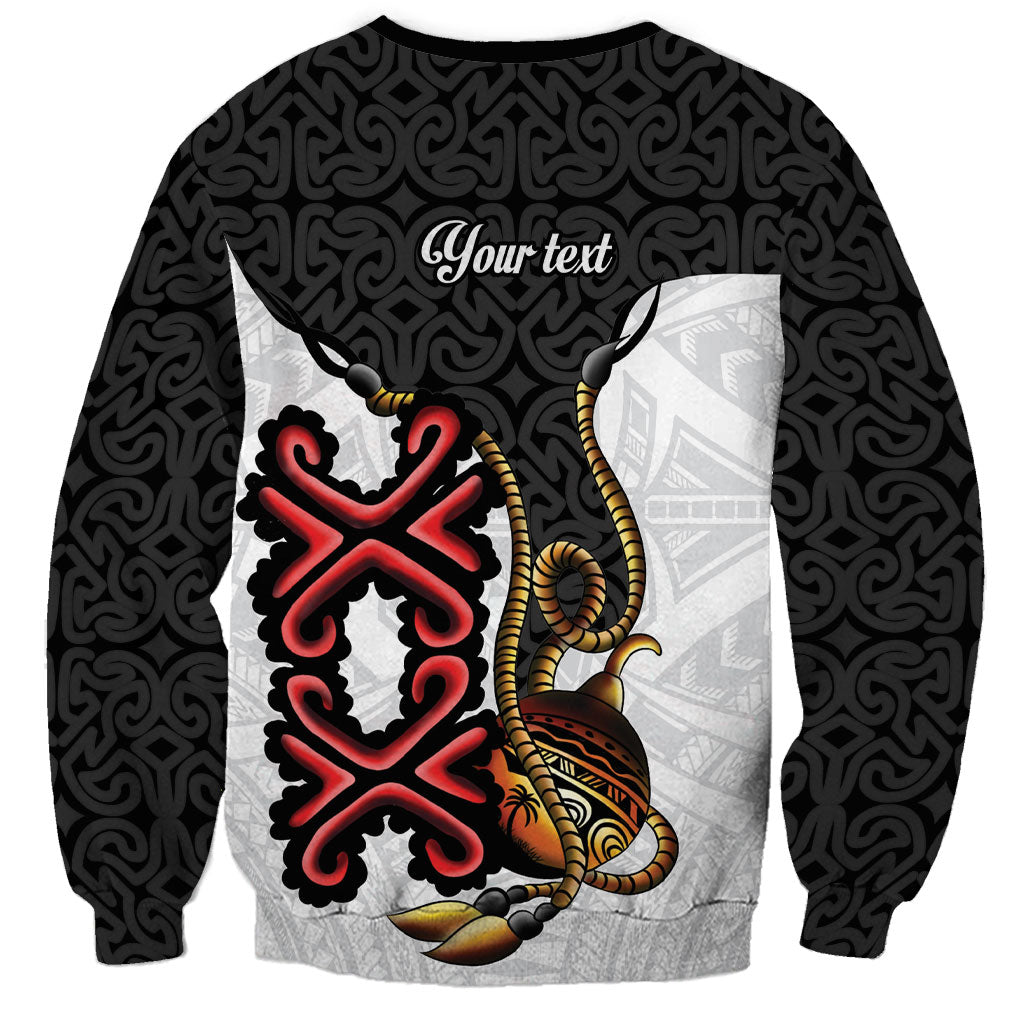 Personalised Papua New Guinea Oro Necklace Sweatshirt Black Melanesia Traditional Pattern LT9 - Polynesian Pride