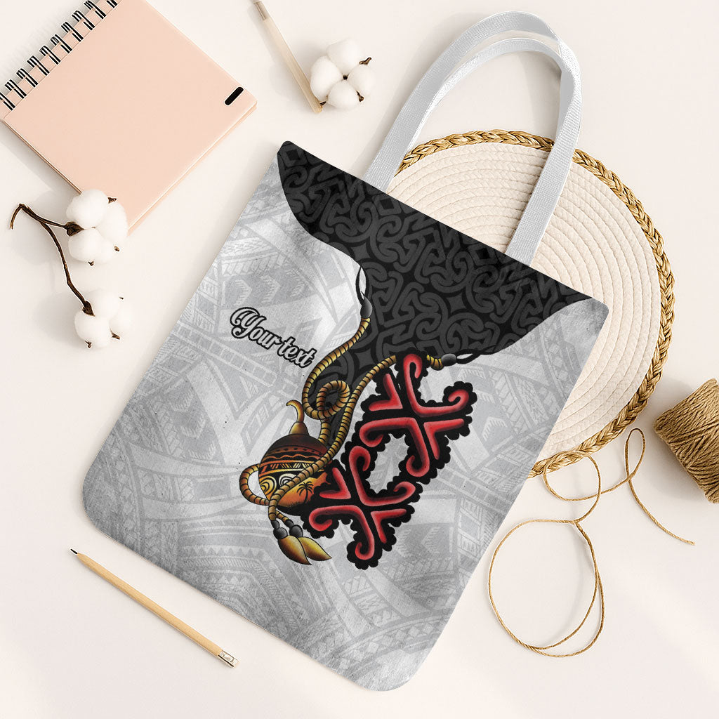 Personalised Papua New Guinea Oro Necklace Tote Bag Black Melanesia Traditional Pattern LT9 White Strap One Size Black - Polynesian Pride
