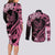 Polynesian Floral Butterfly Couples Matching Long Sleeve Bodycon Dress and Long Sleeve Button Shirts Breast Cancer Pink Ribbon LT9 - Polynesian Pride