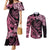 Polynesian Floral Butterfly Couples Matching Mermaid Dress and Long Sleeve Button Shirts Breast Cancer Pink Ribbon LT9 Pink - Polynesian Pride