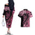 Polynesian Floral Butterfly Couples Matching Off The Shoulder Long Sleeve Dress and Hawaiian Shirt Breast Cancer Pink Ribbon LT9 - Polynesian Pride