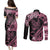 Polynesian Floral Butterfly Couples Matching Puletasi Dress and Long Sleeve Button Shirts Breast Cancer Pink Ribbon LT9 - Polynesian Pride