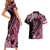 Polynesian Floral Butterfly Couples Matching Short Sleeve Bodycon Dress and Hawaiian Shirt Breast Cancer Pink Ribbon LT9 - Polynesian Pride