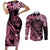 Polynesian Floral Butterfly Couples Matching Short Sleeve Bodycon Dress and Long Sleeve Button Shirts Breast Cancer Pink Ribbon LT9 Pink - Polynesian Pride