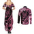 Polynesian Floral Butterfly Couples Matching Summer Maxi Dress and Long Sleeve Button Shirts Breast Cancer Pink Ribbon LT9 - Polynesian Pride