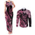 Polynesian Floral Butterfly Couples Matching Tank Maxi Dress and Long Sleeve Button Shirts Breast Cancer Pink Ribbon LT9 Pink - Polynesian Pride