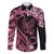 Polynesian Floral Butterfly Family Matching Long Sleeve Bodycon Dress and Hawaiian Shirt Breast Cancer Pink Ribbon LT9 Dad's Shirt - Long Sleeve Pink - Polynesian Pride