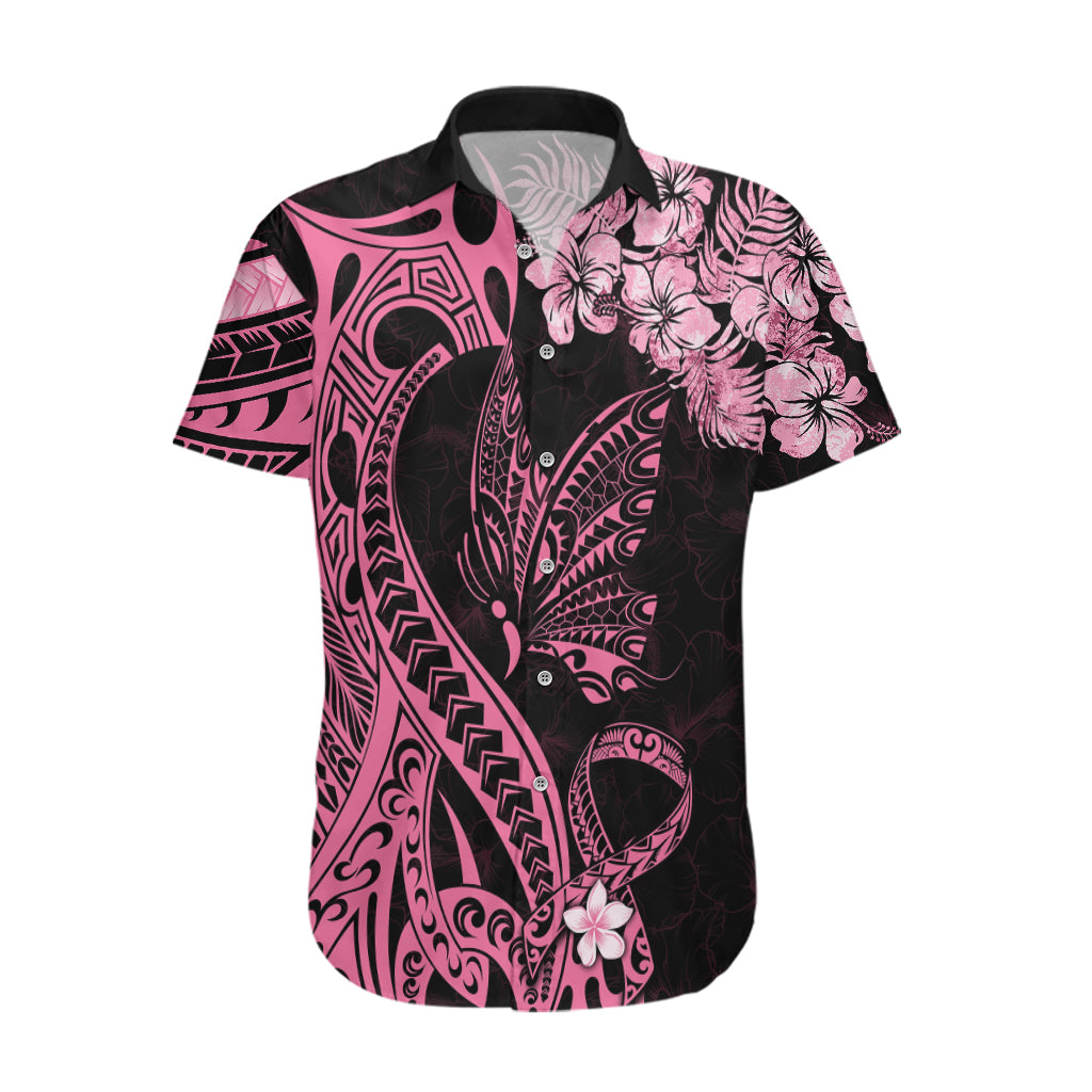 Polynesian Floral Butterfly Hawaiian Shirt Breast Cancer Pink Ribbon LT9 Pink - Polynesian Pride