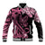 Personalised Polynesian Floral Butterfly Baseball Jacket Breast Cancer Pink Ribbon LT9 Unisex Pink - Polynesian Pride