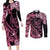 Personalised Polynesian Floral Butterfly Couples Matching Long Sleeve Bodycon Dress and Long Sleeve Button Shirts Breast Cancer Pink Ribbon LT9 Pink - Polynesian Pride