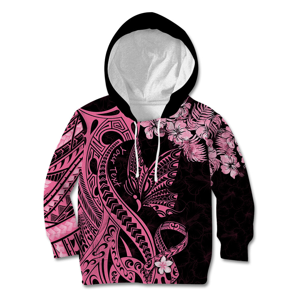 Personalised Polynesian Floral Butterfly Kid Hoodie Breast Cancer Pink Ribbon LT9 Hoodie Pink - Polynesian Pride