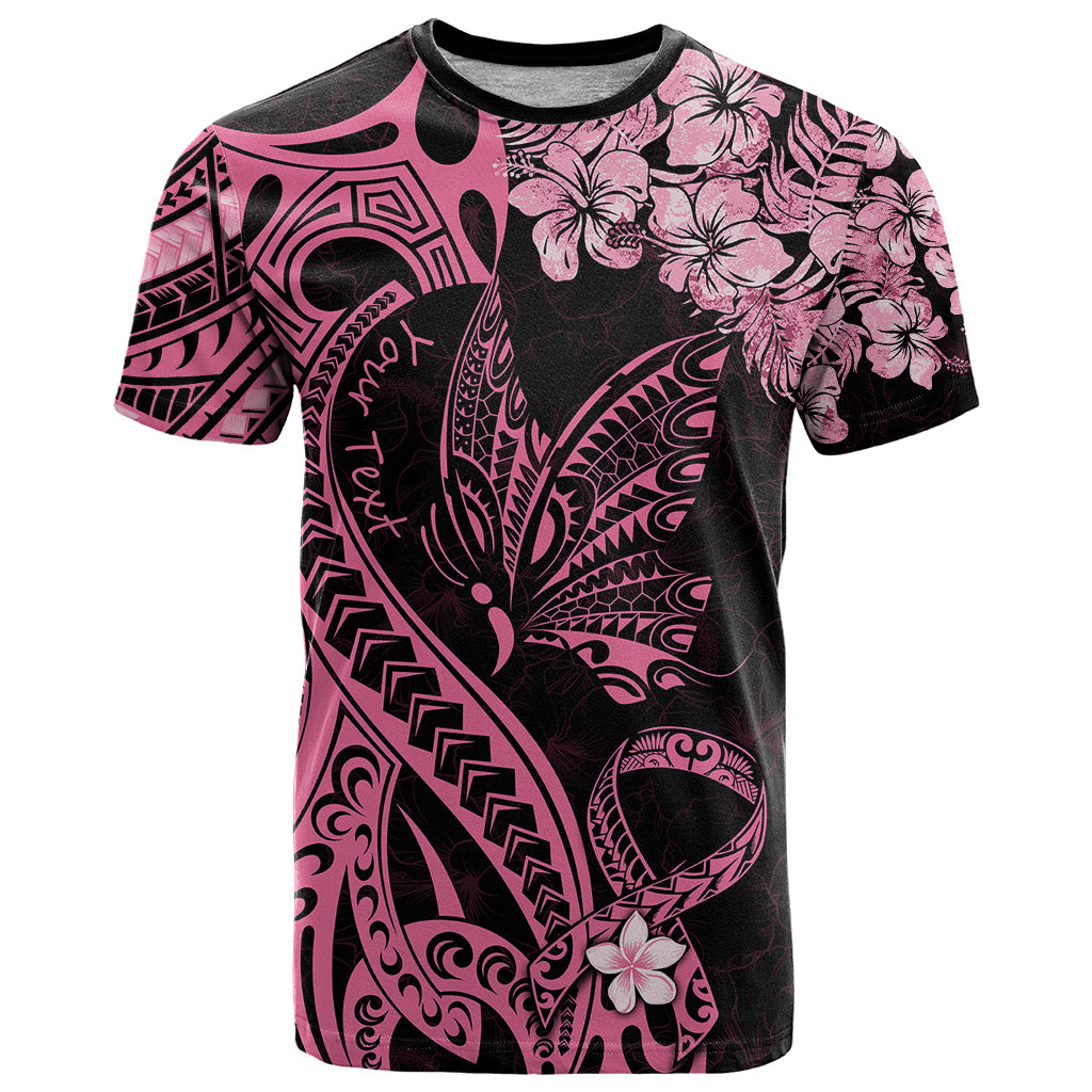 Personalised Polynesian Floral Butterfly T Shirt Breast Cancer Pink Ribbon LT9 Pink - Polynesian Pride