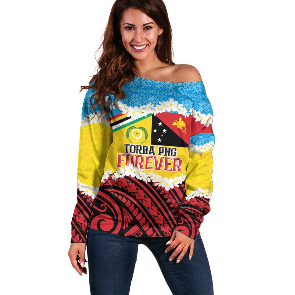 Personalised Torba PNG Forever Off Shoulder Sweater Polynesian Sand Art LT9 Women Green - Polynesian Pride