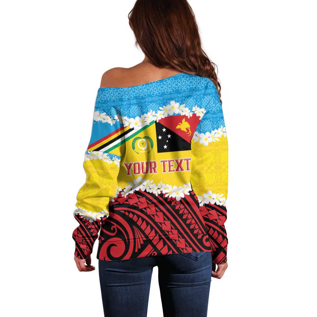 Personalised Torba PNG Forever Off Shoulder Sweater Polynesian Sand Art LT9 - Polynesian Pride
