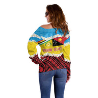 Personalised Torba PNG Forever Off Shoulder Sweater Polynesian Sand Art LT9 - Polynesian Pride