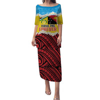 Personalised Torba PNG Forever Puletasi Polynesian Sand Art LT9 Long Dress Green - Polynesian Pride