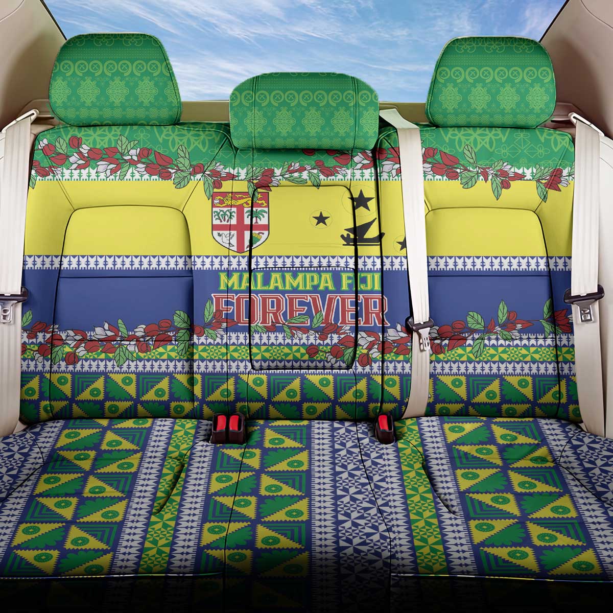 Malampa Fiji Forever Back Car Seat Cover Tagimoucia Polynesian Sand Drawing LT9 One Size Yellow - Polynesian Pride