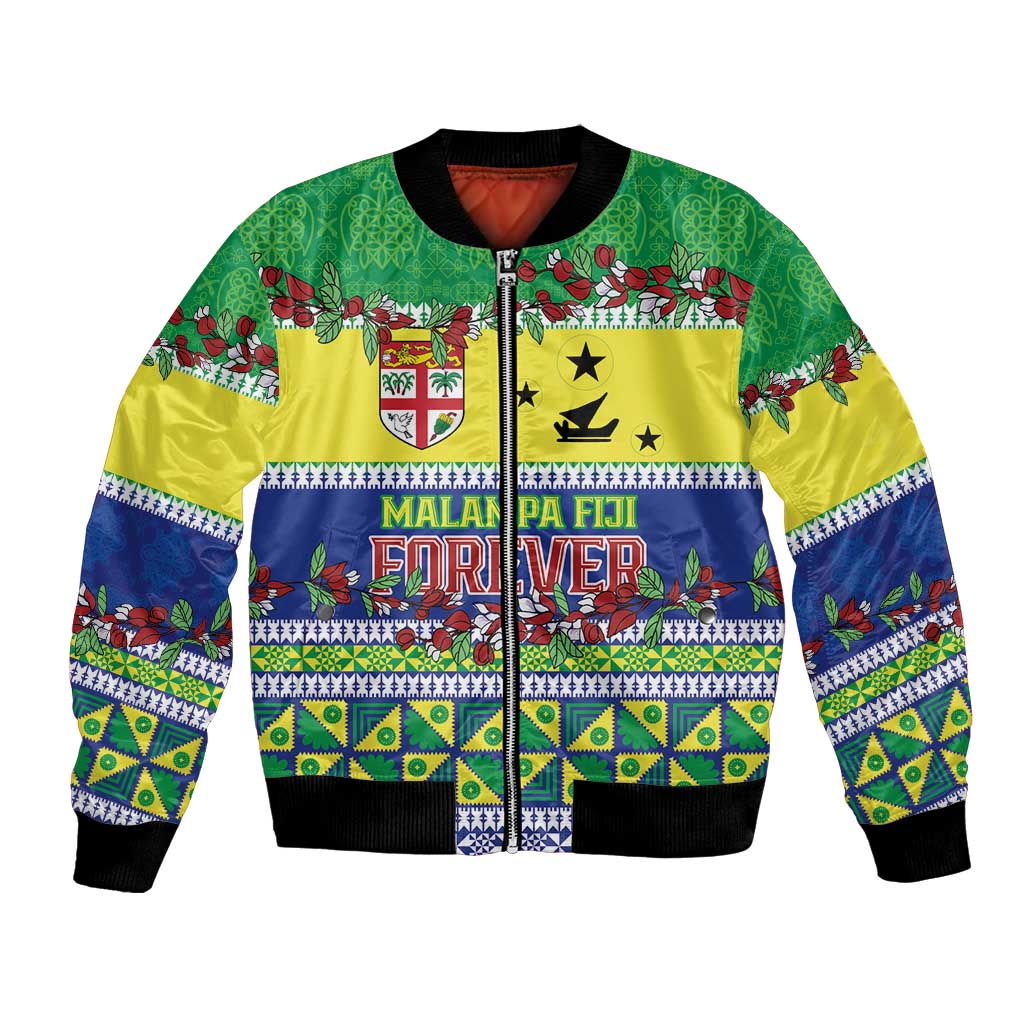 Personalised Malampa Fiji Forever Bomber Jacket Tagimoucia Polynesian Sand Drawing LT9 Unisex Yellow - Polynesian Pride