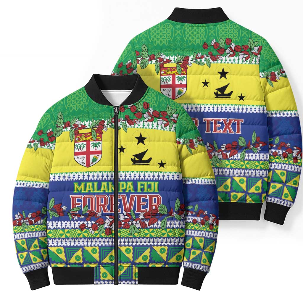 Personalised Malampa Fiji Forever Bomber Puffer Jacket Tagimoucia Polynesian Sand Drawing LT9 - Polynesian Pride
